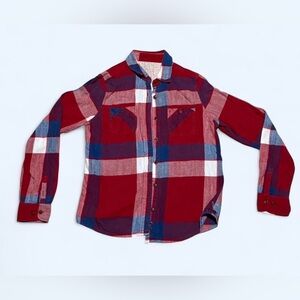 Women’s American eagel  Red and blue Plaid button up shirt Extra Small XS